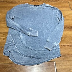 Distressed blue lightweight crew